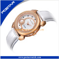 Novo Design Lady Pearl e Sapphire Dial Quartz Watch Sideview do caso com vidro